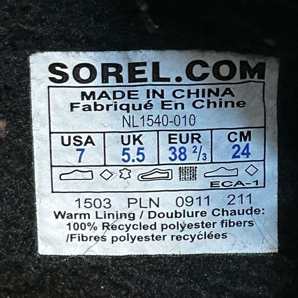 SOREL Joan of Arctic black waterproof snow winter boots shoes women’s 7 - Picture 3 of 8